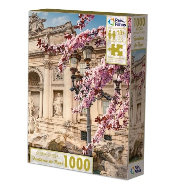 Quebra cabeça Fontana Di Trevi Paisagem Roma Itália 1000 peças - Puzzle QC Pais e filhos