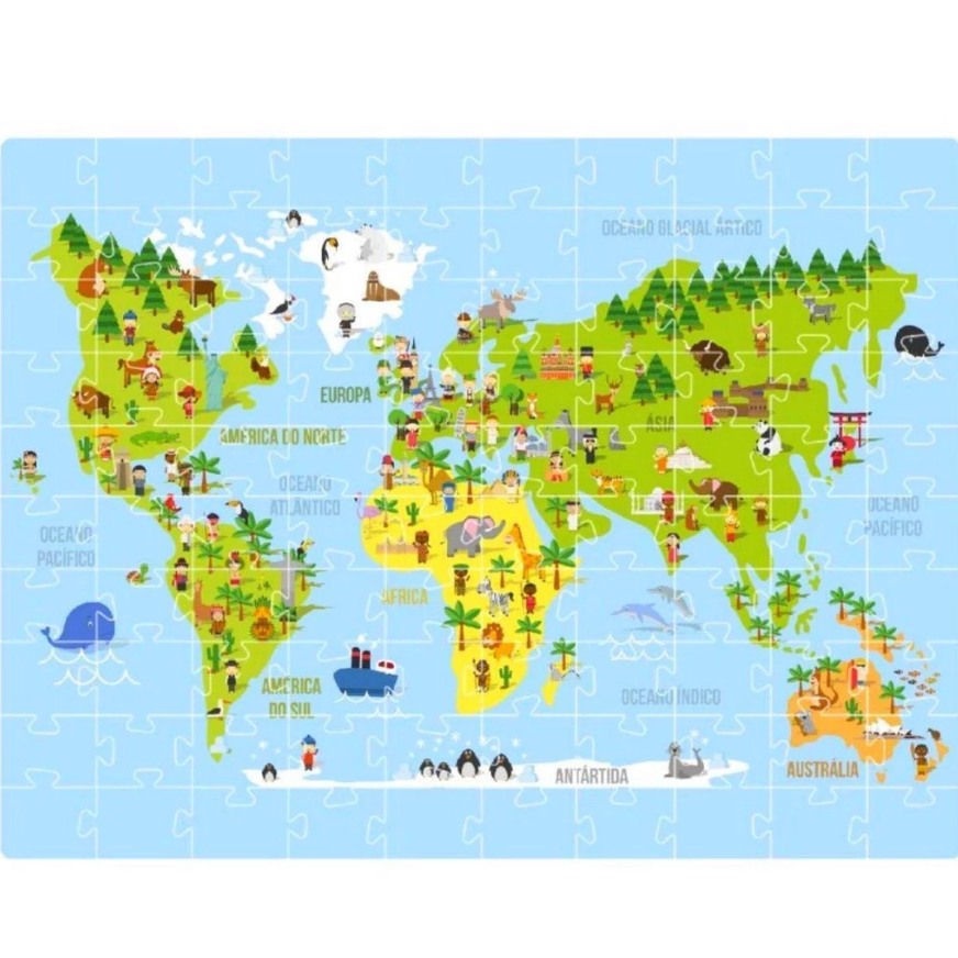 Quebra cabeça Mundi 100 peças Coluna Puzzle QC montar Mapa do mundo planeta Presente