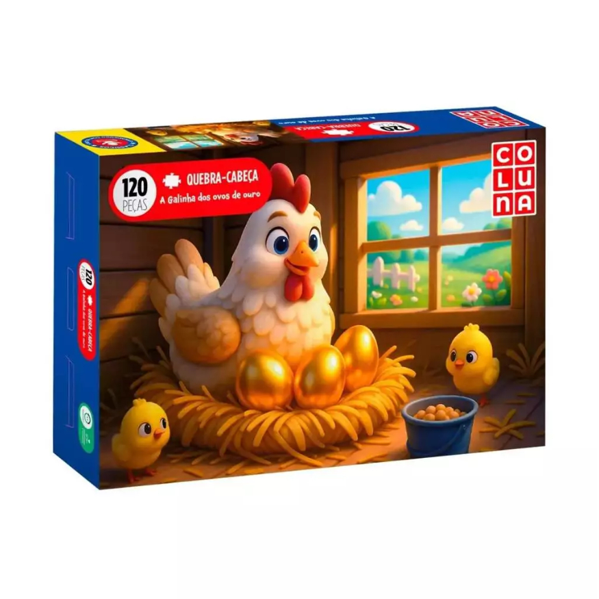 Quebra cabeça A galinha dos ovos de ouro 120 peças Coluna Puzzle QC montar Presente