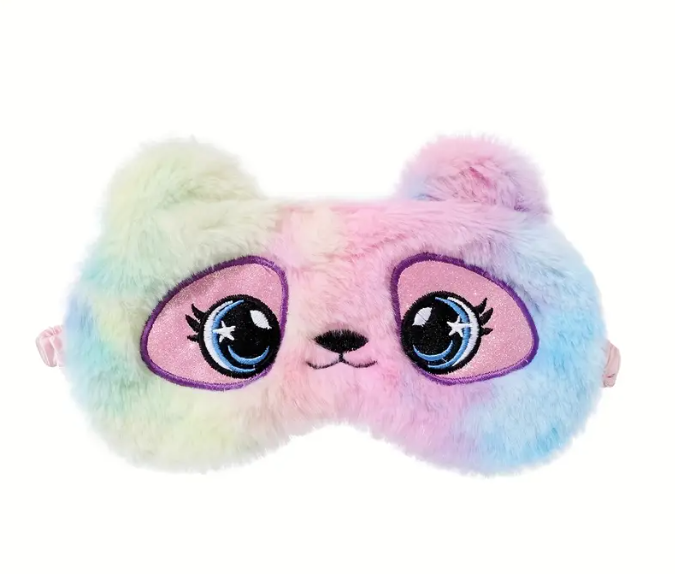 Máscara de Dormir Panda colorido fofo Tapa olho menina ursinho urso pelúcia sono viagem pijama