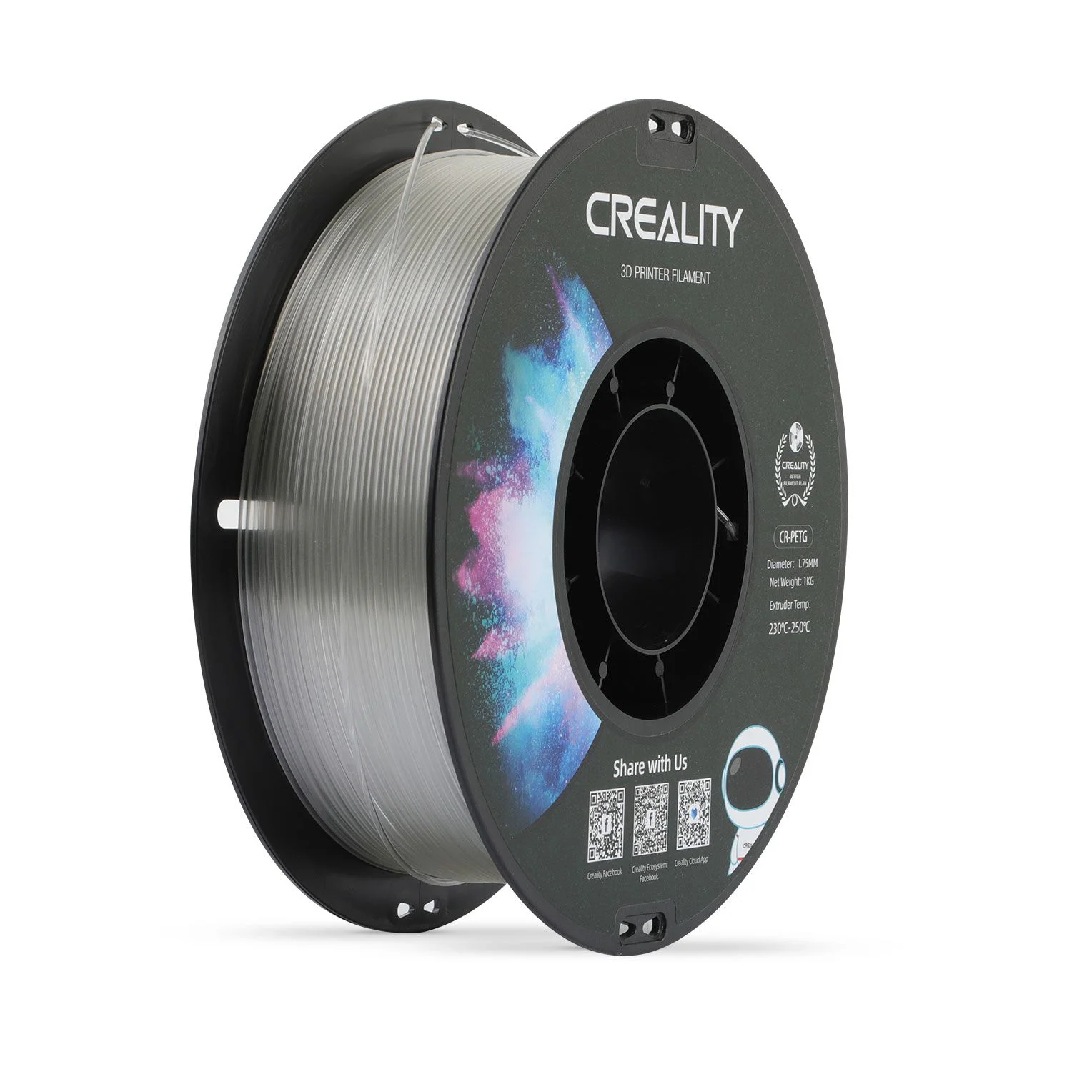 Foto de Filamento – PETG - CR – Transparente – 1kg – Creality 3D
