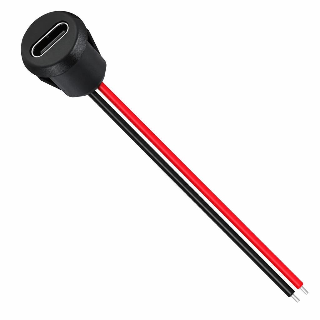 Foto de Kit 10 Conector USB Tipo C 2-Fios Redondo Preto 13mm