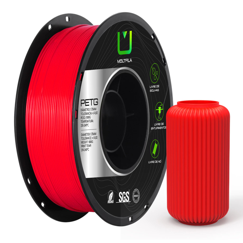 Foto de Filamento – Petg – Vermelho – Multfila – 1kg