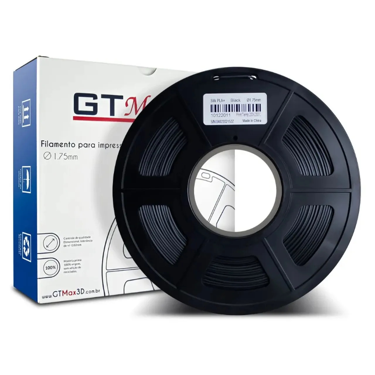 Foto de Filamento PLA Ultra Silk 1.75mm GTMax 3D - Preto 1KG