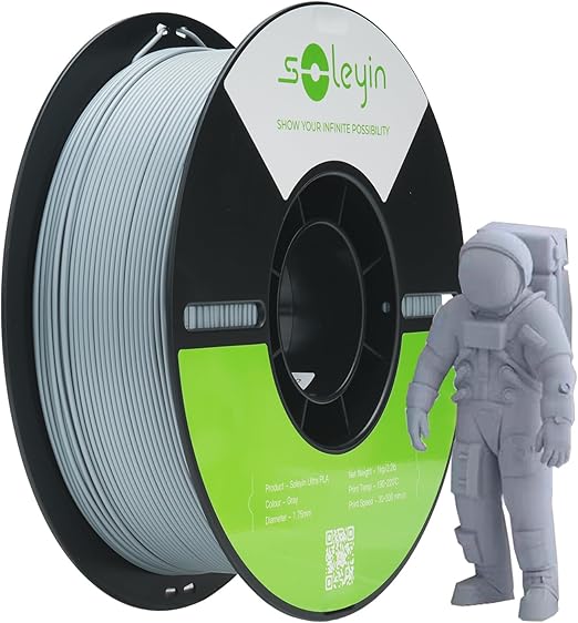 Foto de Filamento - Ultra Pla - Cinza - Soleyin - 1.75mm - 1Kg