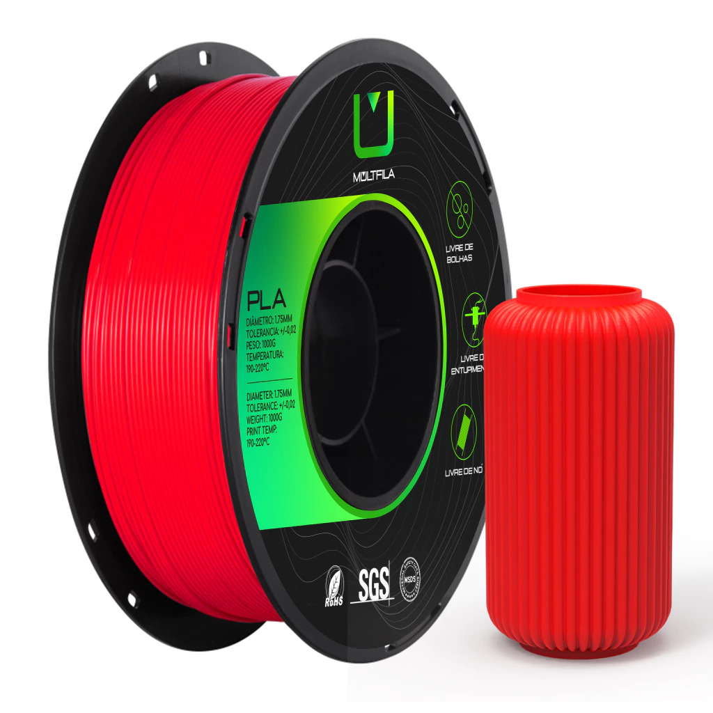 Foto de Filamento – PLA – Vermelho – Multfila – 1kg