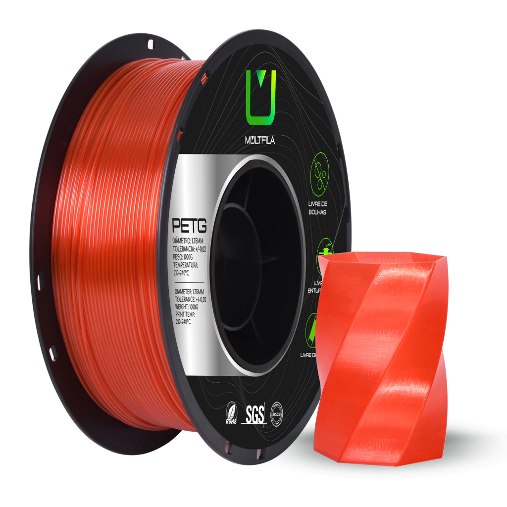 Foto de Filamento – Petg – Vermelho Translúcido  – Multfila – 1kg