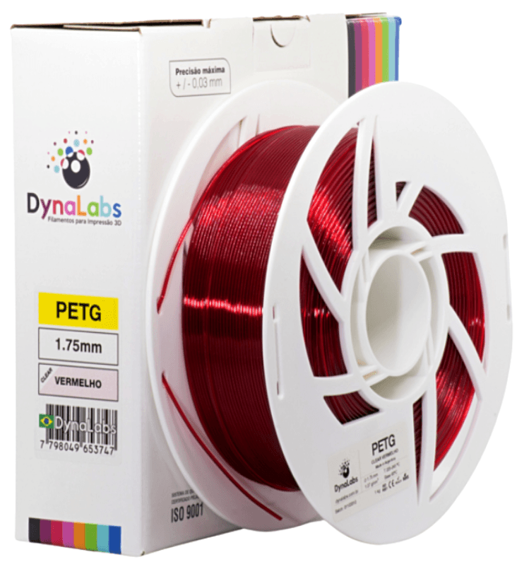 Foto de Filamento PETG – Vermelho Clear – Dynalabs – 1.75mm – 1kg
