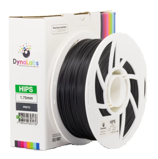 Foto de Filamento HIPS – Preto – Dynalabs – 1.75mm – 1kg