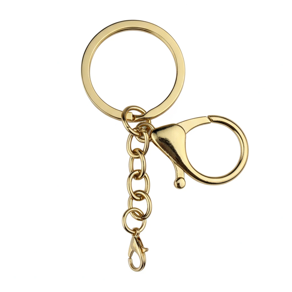 Foto de Kit 100 Chaveiro Gancho Duplo com Argola Dourado