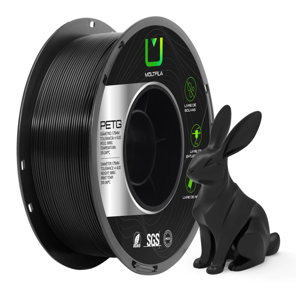 Foto de Filamento – Petg – Preto – Multfila – 1kg
