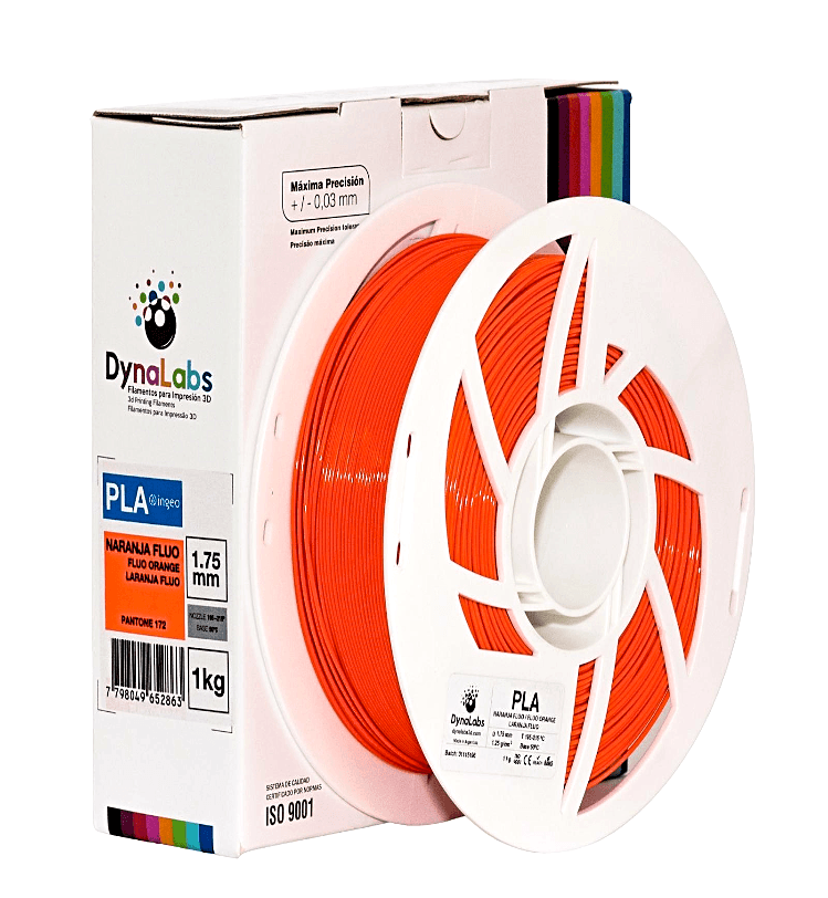 Foto de Filamento PLA Ingeo – Laranja Fluo – Dynalabs – 1.75mm – 1kg