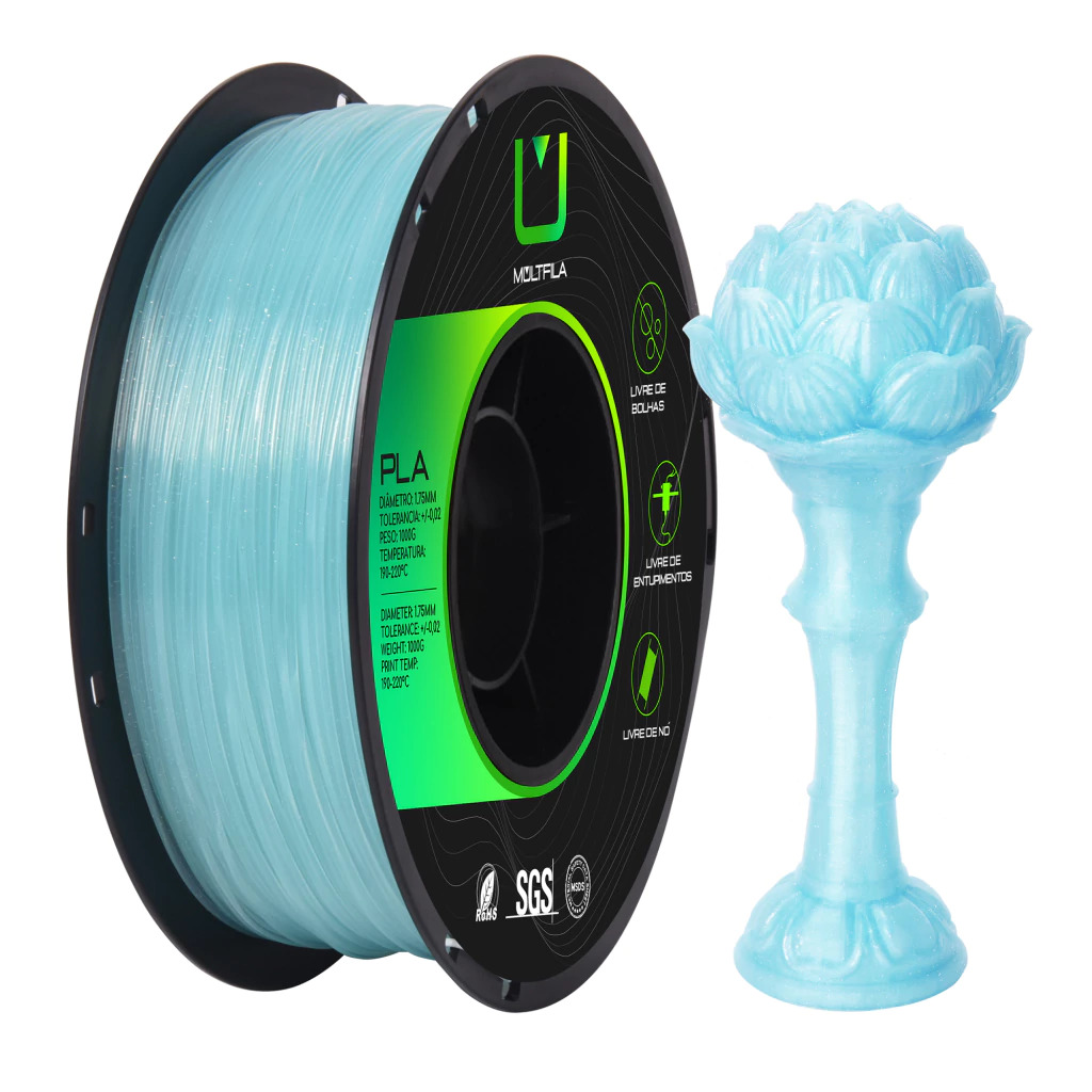 Foto de Filamento – PLA – Translúcido – Azul Claro – Multfila – 1kg