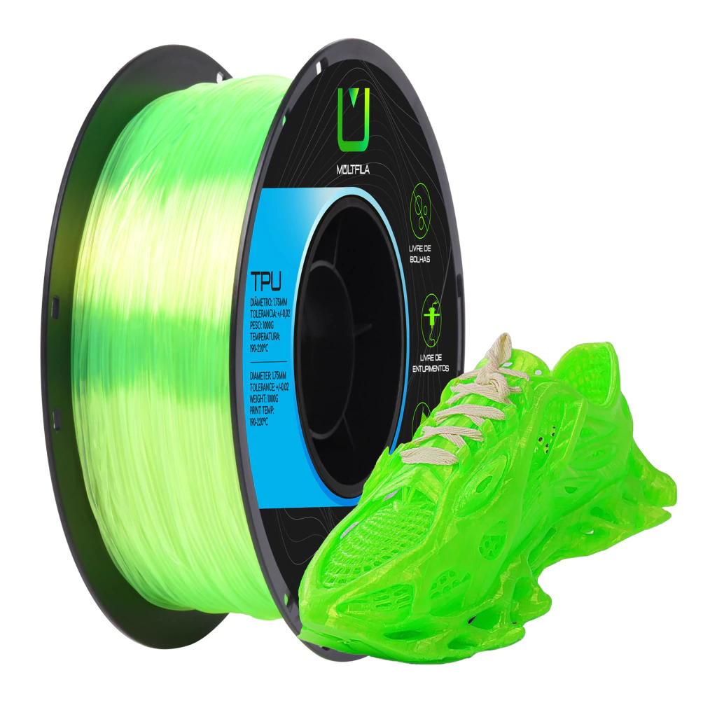 Foto de Filamento – Tpu – Verde Translucido– Multfila – 1kg