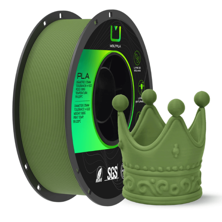 Foto de Filamento – Pla Matte – Verde Militar – Multfila – 1kg
