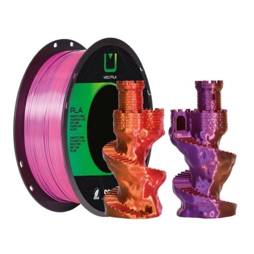 Foto de Filamento – PLA – Tri Color – Vermelho Dourado e Roxo – Multfila – 1kg