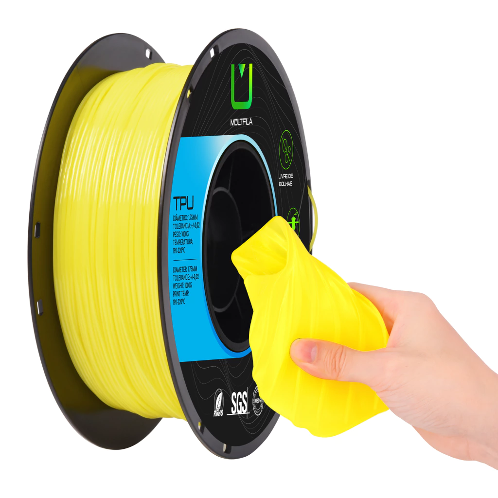 Foto de Filamento – Tpu – Amarelo – Multfila – 1kg