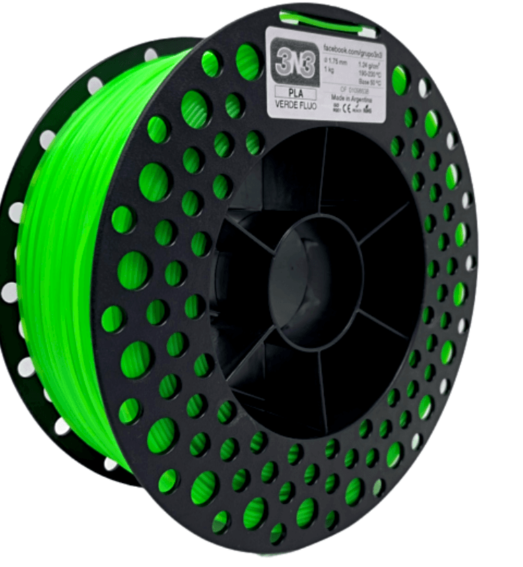 Foto de Filamento PLA – Verde Fluo – 3N3 – 1.75mm – 1kg