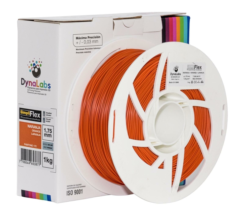 Foto de Filamento SIMPLIFlex - Laranja - DynaLabs - 1.75mm - 1kg