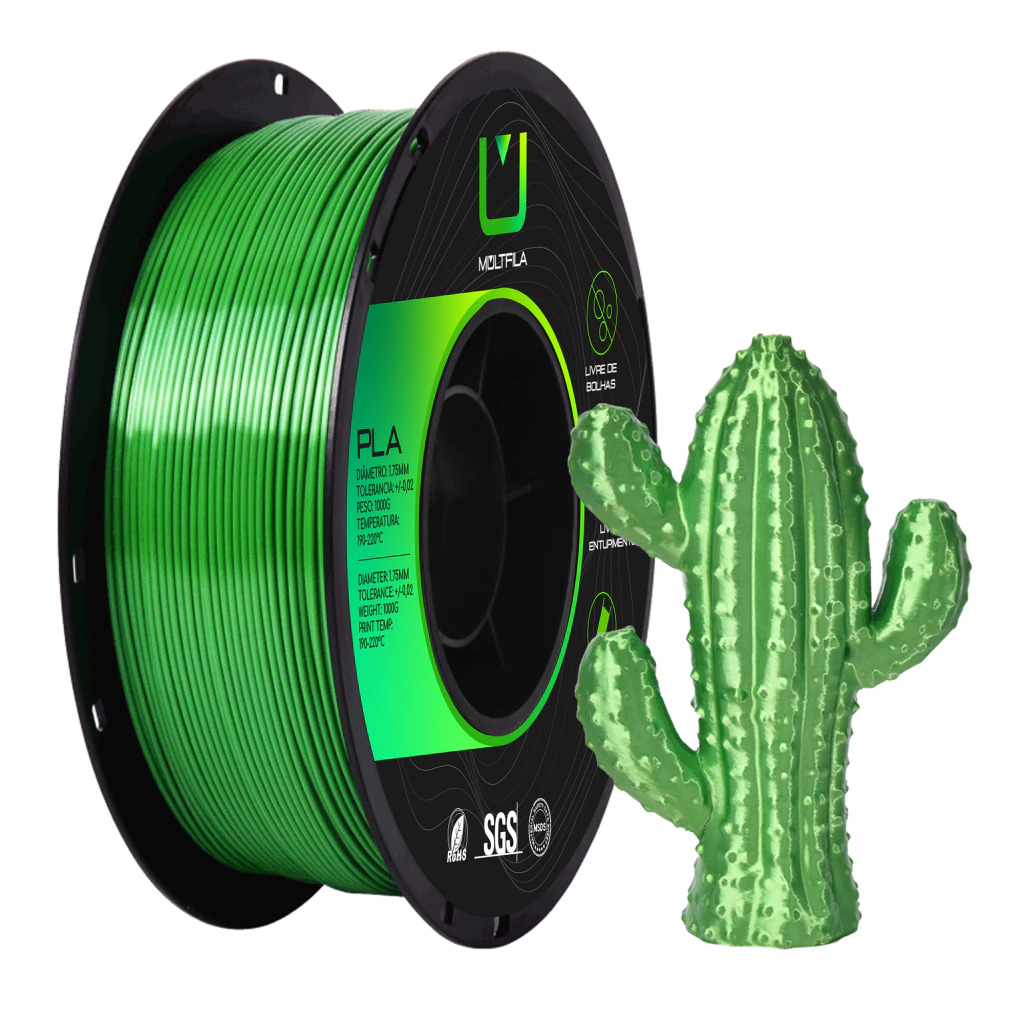 Foto de Filamento – PLA – Silk – Verde – Multfila – 1kg