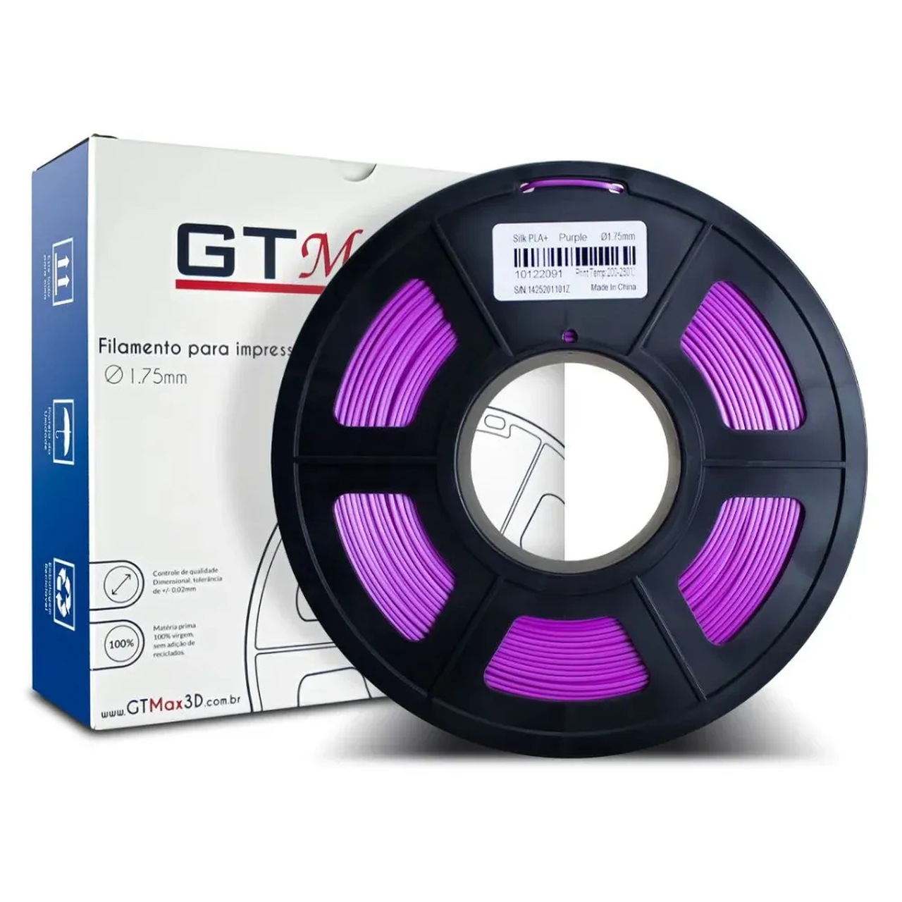 Foto de Filamento PLA Ultra Silk 1.75mm GTMax 3D - Roxo 1KG