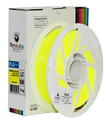 Foto de Filamento PLA Ingeo – Amarelo Fluo – Dynalabs – 1.75mm – 1kg