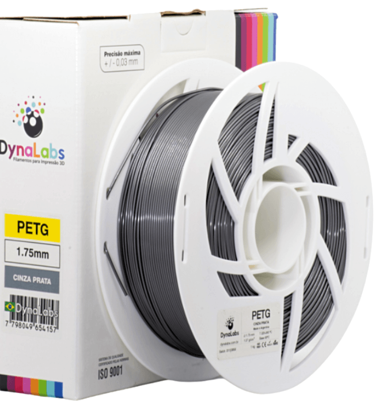 Foto de Filamento PETG - Cinza Prata - Dynalabs - 1.75mm - 1kg