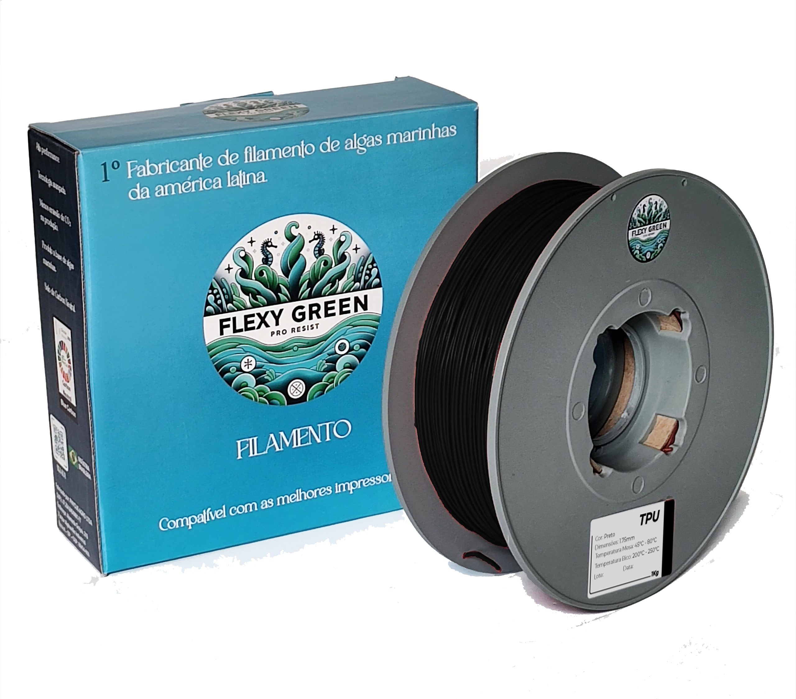 Foto de Filamento – Flex Tpu – Shore 80/85a – Preto – Flexy Green