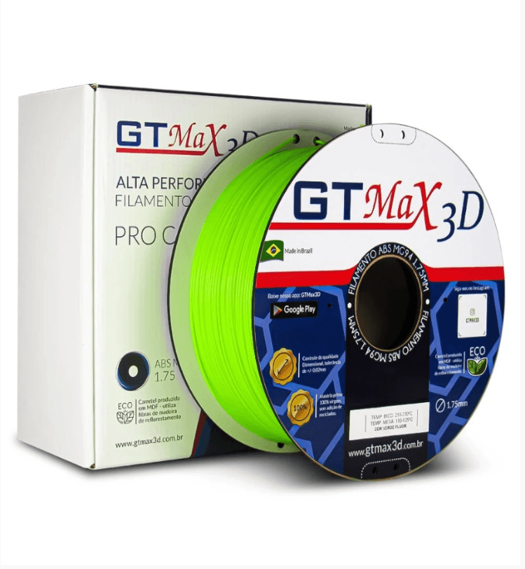 Foto de Filamento ABS - Verde Fluorescente - Premium MG94 - GTMax 3D - 1.75mm - 1KG