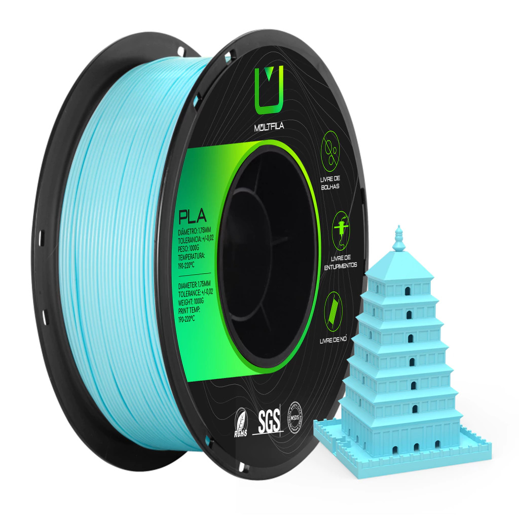 Foto de Filamento – PLA – Azul Claro – Multfila – 1kg
