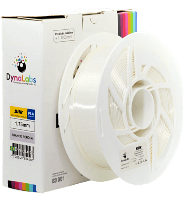 Foto de Filamento PLA SILK – Branco Pérola – Dynalabs – 1.75mm – 1kg