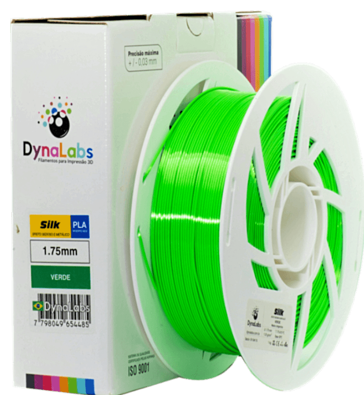 Foto de Filamento PLA SILK – Verde – Dynalabs – 1.75mm – 1kg