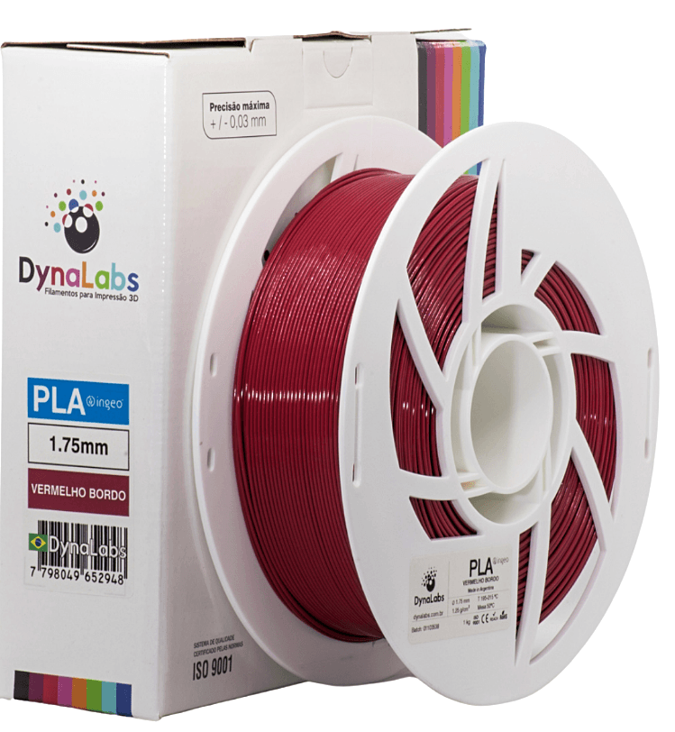 Foto de Filamento PLA Ingeo – Vermelho Bordô – Dynalabs – 1.75mm – 1kg