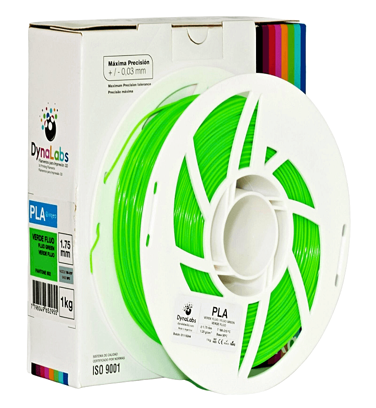 Foto de Filamento PLA Ingeo – Verde Fluo – Dynalabs – 1.75mm – 1kg