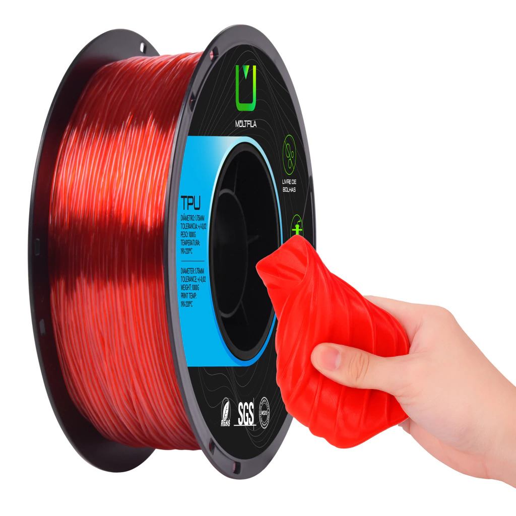 Foto de Filamento – Tpu – Vermelho Translúcido – Multfila – 1kg