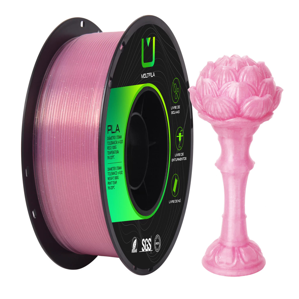 Foto de Filamento – PLA – Translúcido – Rosa – Multfila – 1kg