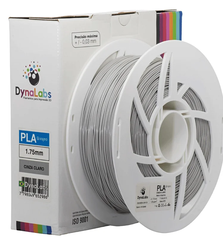 Foto de Filamento PLA Ingeo – Cinza Claro – Dynalabs – 1.75mm – 1kg
