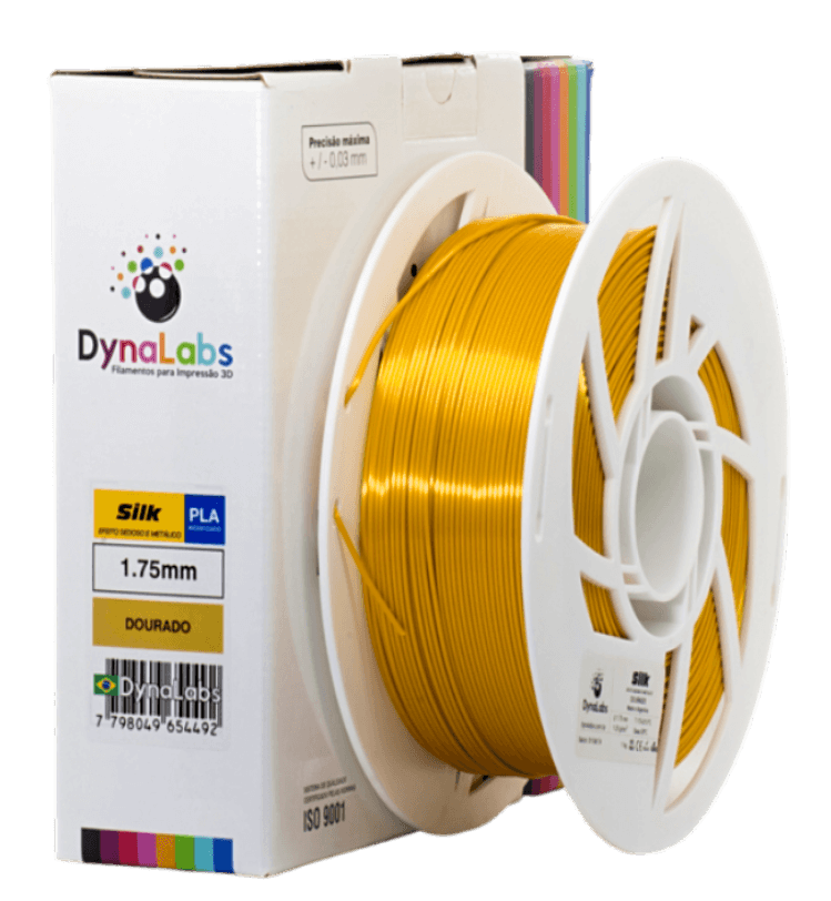 Foto de Filamento PLA SILK – Dourado – Dynalabs – 1.75mm – 1kg