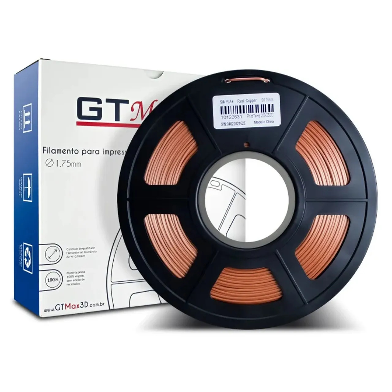 Foto de Filamento PLA Ultra Silk 1.75mm GTMax 3D - Cobre 1KG