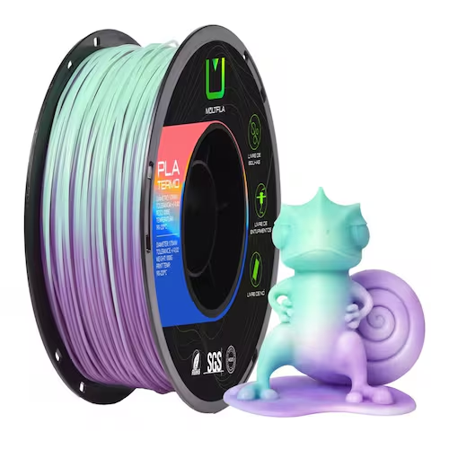 Foto de Filamento - Pla Termo - Roxo e Verde - Multfila - 1kg