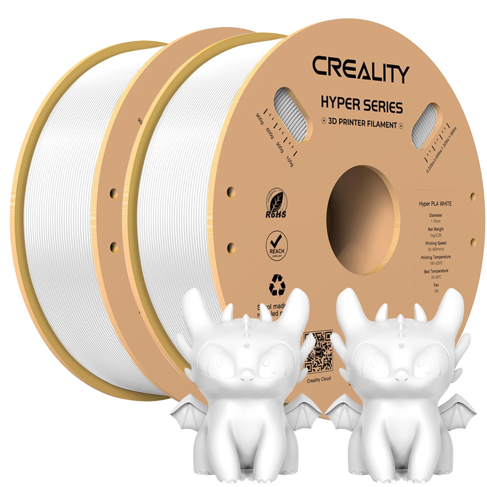 Foto de Filamento – Hyper – PLA – Branco – 2un – 1.75mm – Creality
