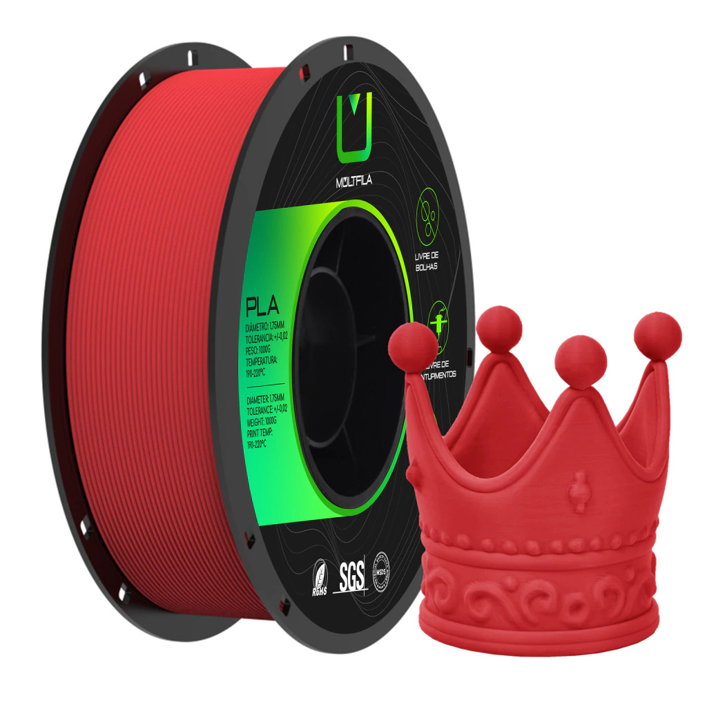 Foto de Filamento – PLA – Matte Vermelho  – Multfila – 1kg