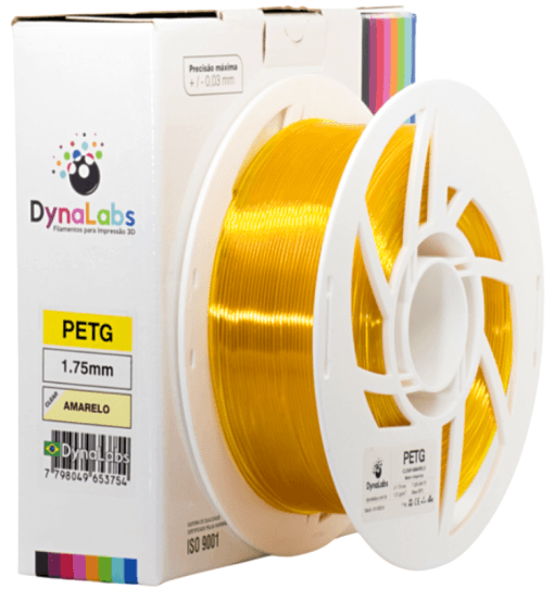 Foto de Filamento PETG – Amarelo Clear – Dynalabs – 1.75mm – 1kg
