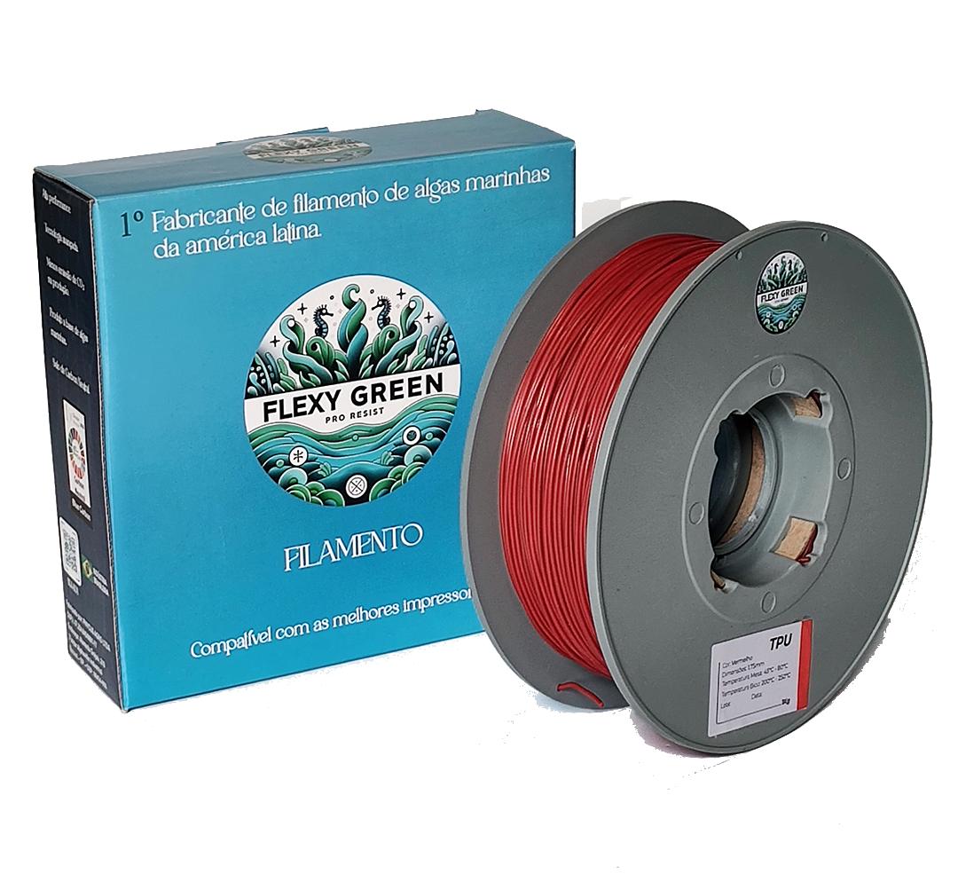 Foto de Filamento – Flex Tpu – Shore 80/85a – Vermelho – Flexy Green