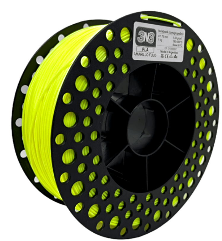 Foto de Filamento PLA – Amarelo Fluo – 3N3 – 1.75mm – 1kg