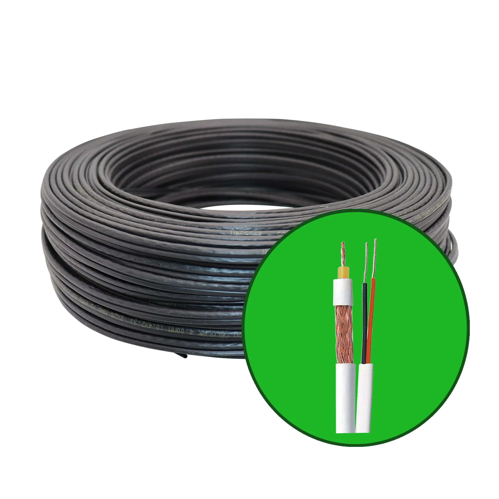 Cabo Coaxial 4mm c/ Alim CFTV, CONDUT