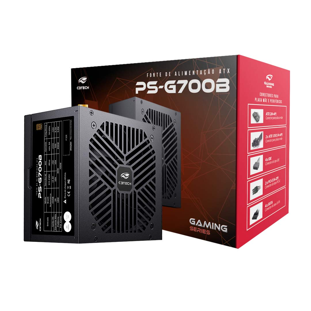 Fonte 700W ATX PFC Ativo 80 Plus Bronze, C3TECH PS-G700B - Imagem 3