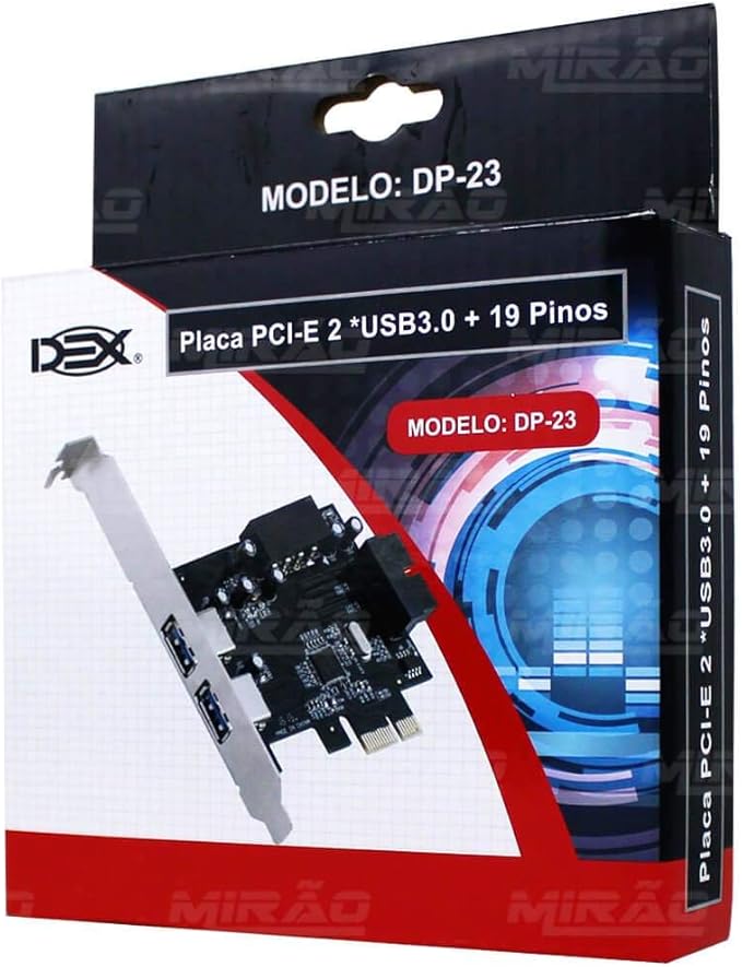 Placa PCI-e USB 3.0 2 Portas, DEX DP-23