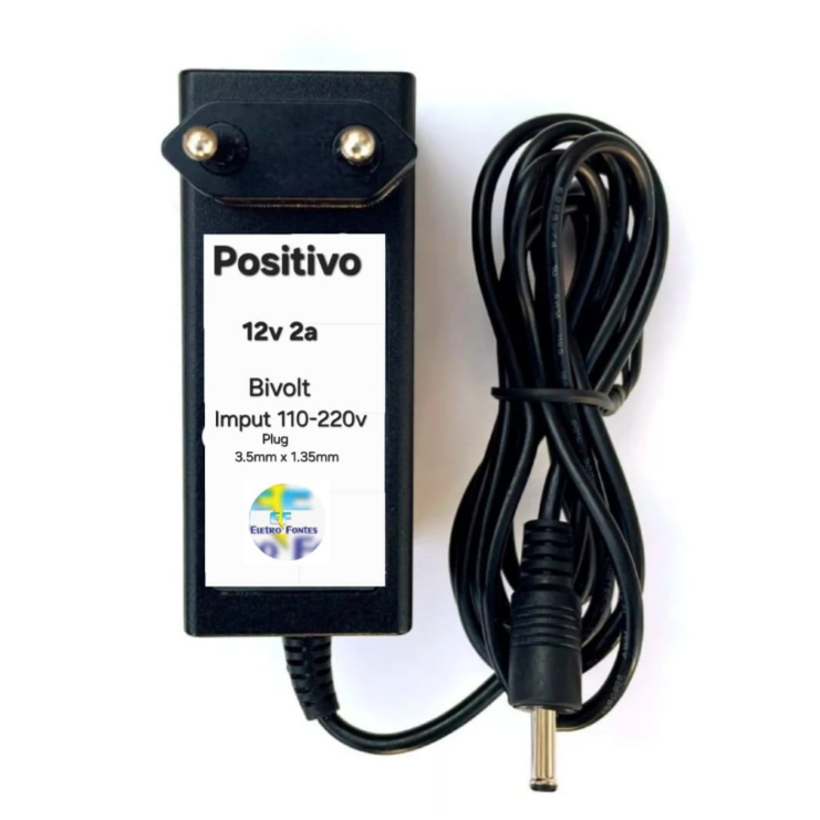 Fonte Notebook 12V 2A - Conector 3.0 x 1.1 mm (POSITIVO)