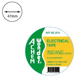 (WONDER-FI 101-5Y) Fita Isolante 0,13mm x 3/4in x 5Y, WONDER, Antichama, Adesivo a base de borracha
